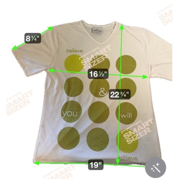 Vapor Apparel Believe & You Will Achieve Graphic T-Shirt Med V Neck White Green - Picture 9 of 9
